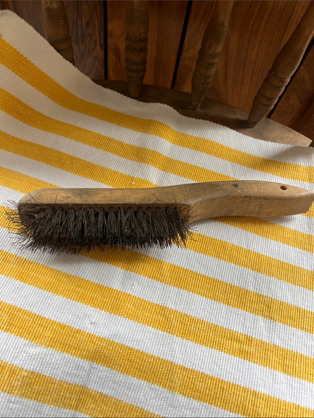 Vintage Wood Handle Wire Scrub Brush Brown